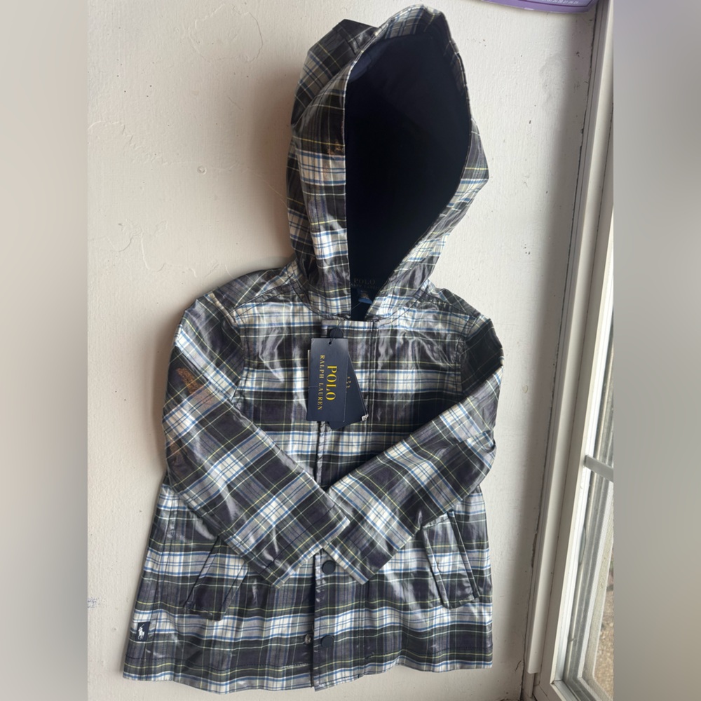 Ralph Lauren Navy and White Plaid Raincoat